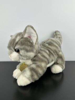 Aurora Miyoni Tots Tabby Kitty Cat 10” Gray White Pink Striped Plush